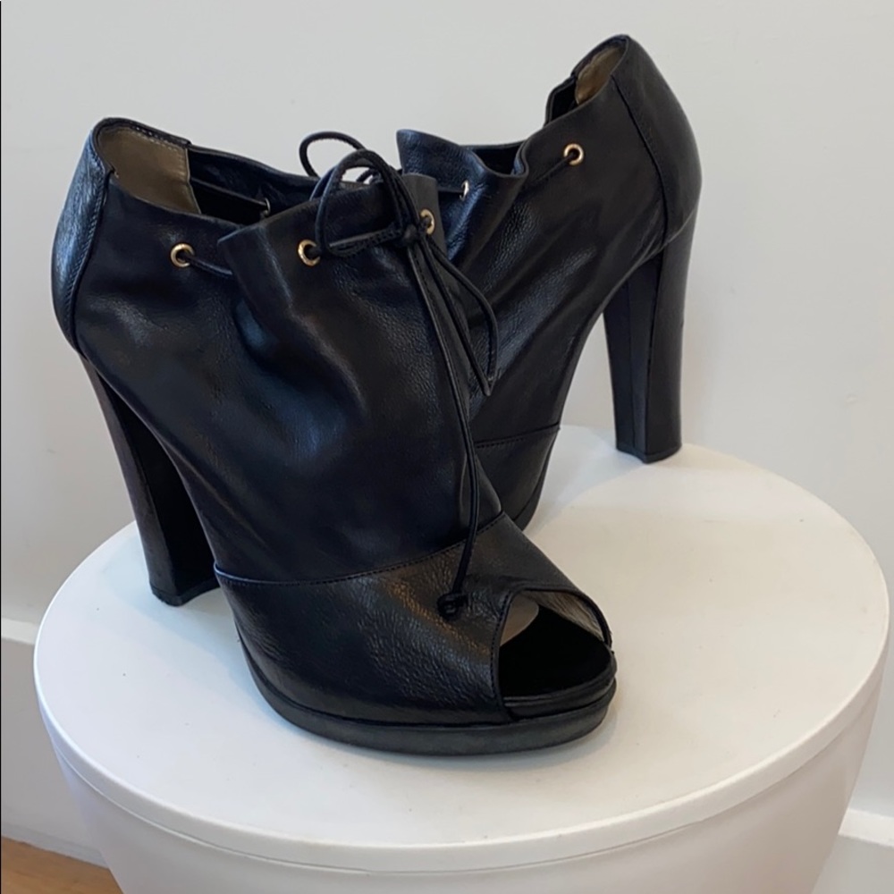 Authentic Fendi Leather Peep-toe bootie 38.5